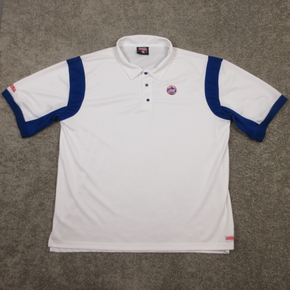 New York Mets Polo Shirt Mens 2XL White Stitches MLB Baseball Golf Embroidered